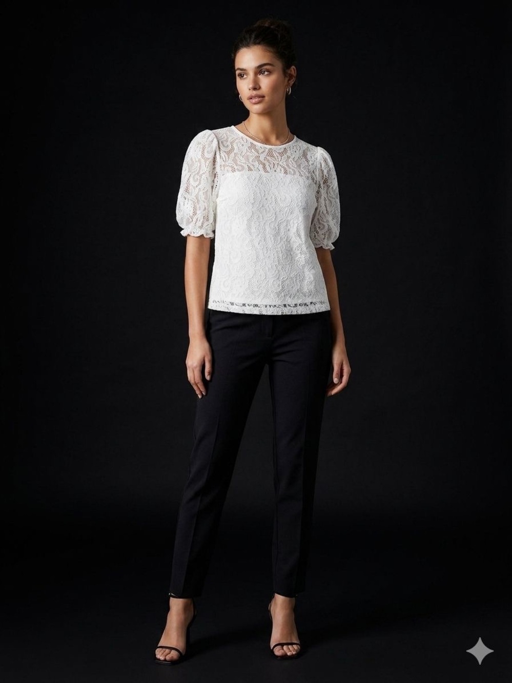Anthropologie Ivory Lace Button-Back Blouse